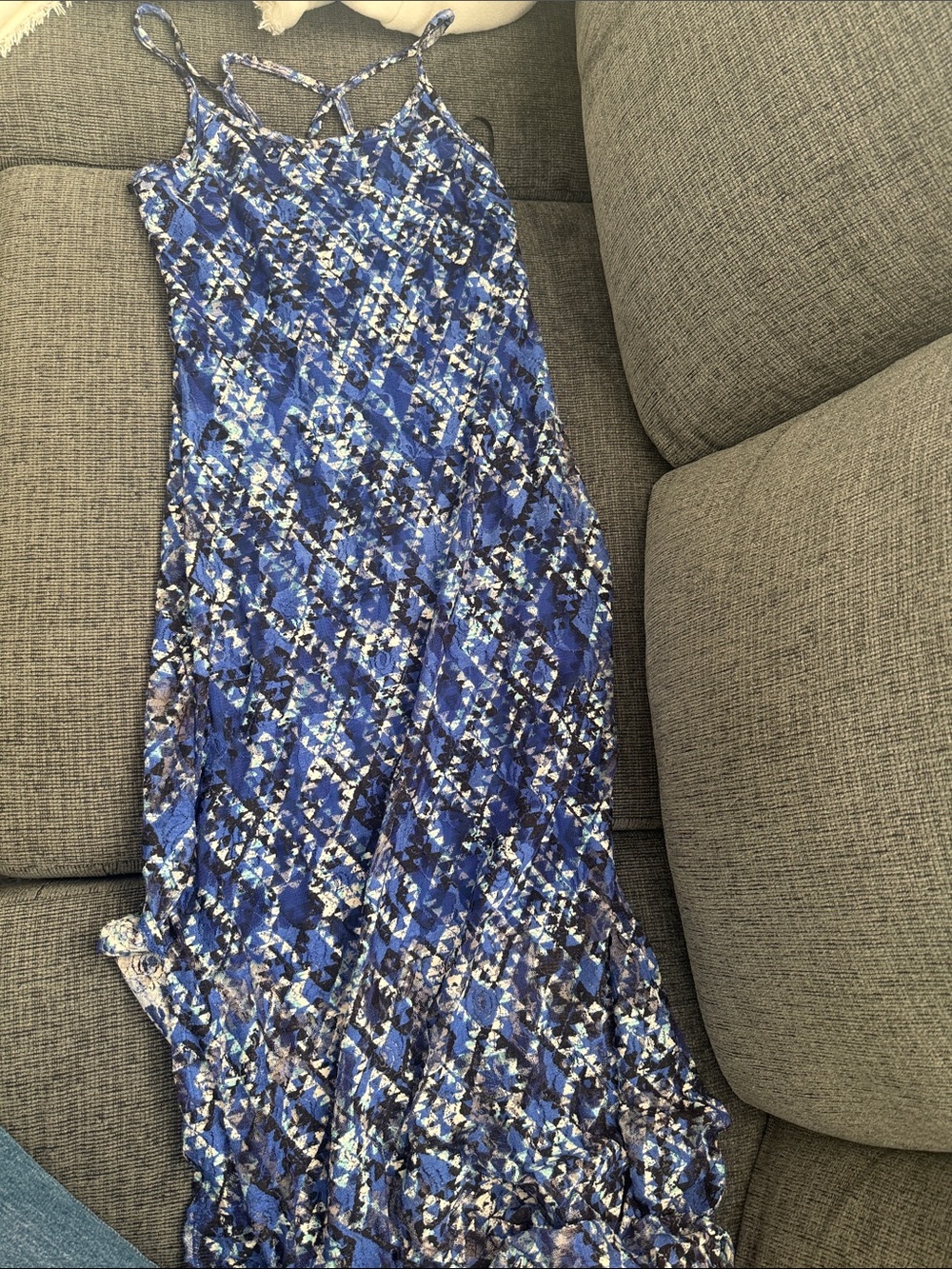 Fire Los Angeles Blue Patterned Maxi Skirt